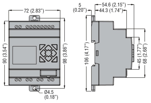 LRD12RA024 Микро ПЛК модуль, 8 цифровых входов, 4 релейных выхода, 24VAC фото 2